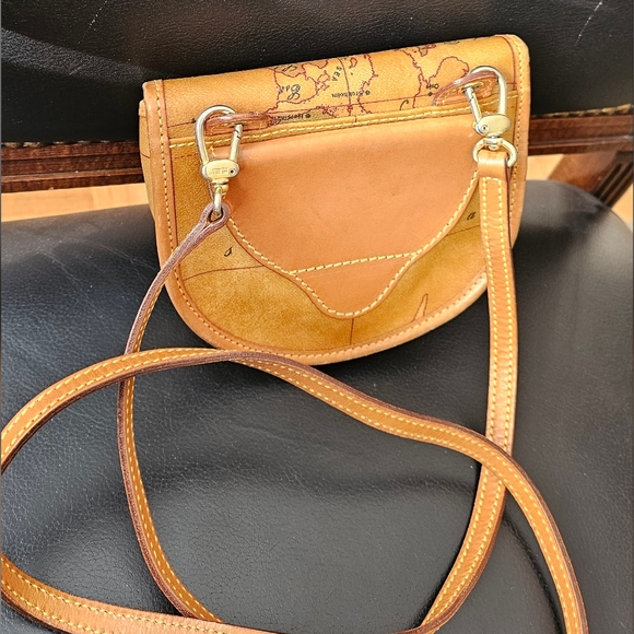 Alviero Martini 1A Classe Geo Print Brown Leather Crossbody Purse B-5 - Picture 7 of 13